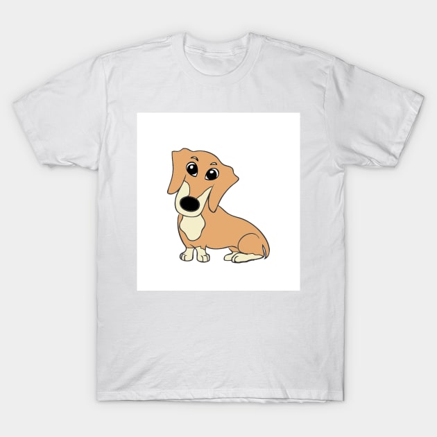 dachshund fawn and cream cartoon T-Shirt by Wanderingangel